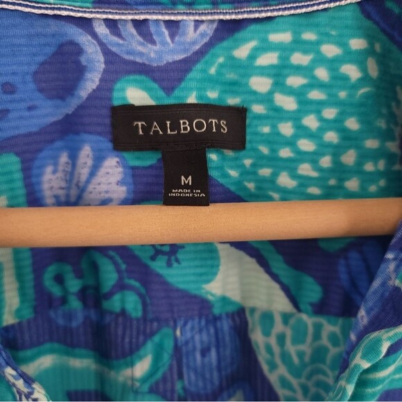 Talbots The Classic Casual Popover Top Under The Sea Print Aquatic Blue Womens M - Picture 10 of 15